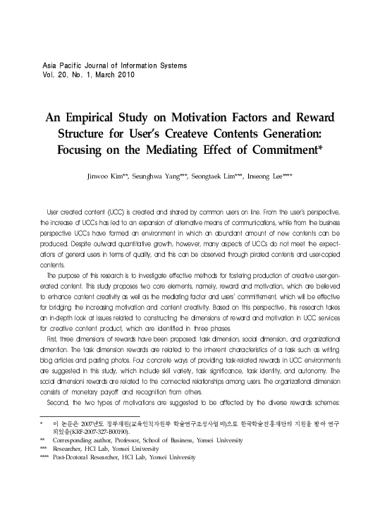 (PDF) An Empirical Study on Motivation Factors and Reward Structure for ...