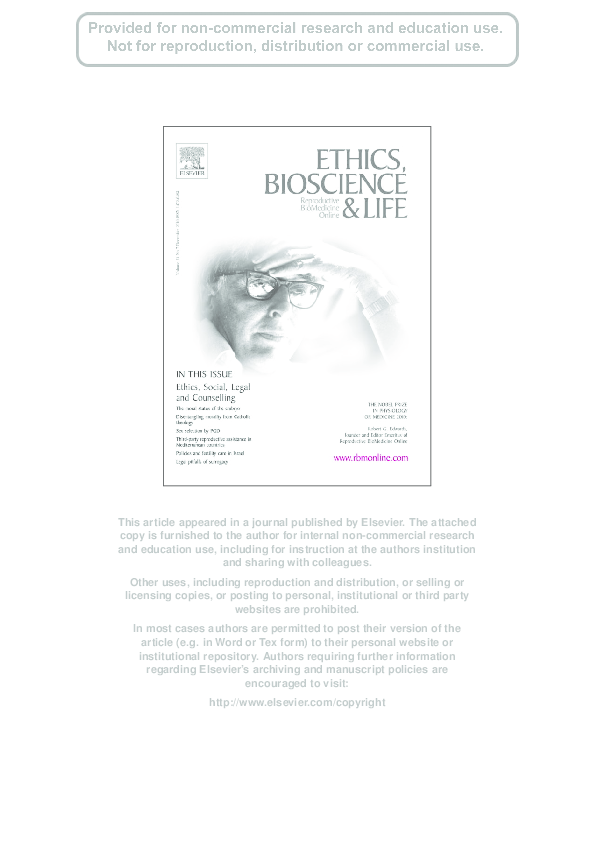 (PDF) Beyond the 'embryo question': human embryonic stem cell ethics in ...