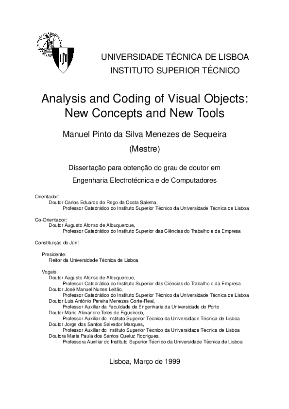 PDF) Analysis and coding of visual objects: new concepts and