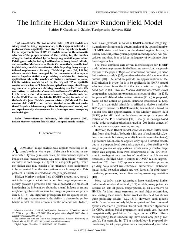 (PDF) The Infinite Hidden Markov Random Field Model