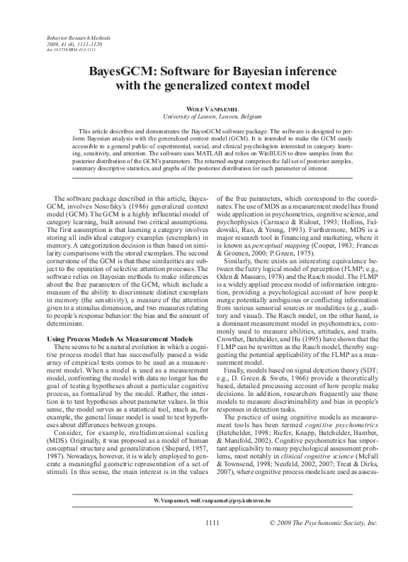 (PDF) BayesGCM: Software for Bayesian inference with the generalized ...