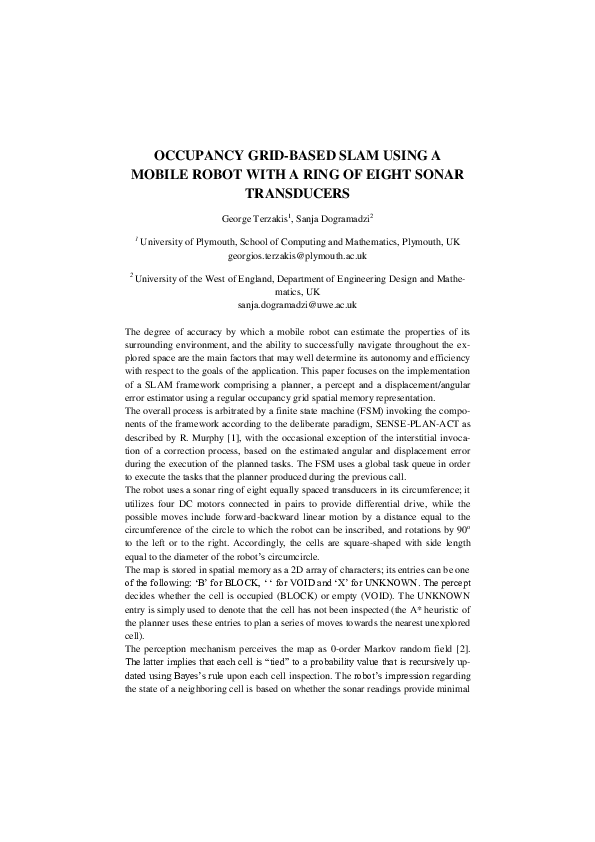 (DOC) Occupancy grid-based SLAM using a mobile robot with a ring of ...