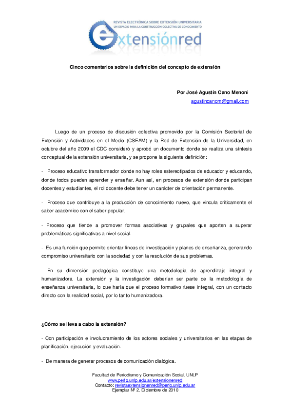 (PDF) Cinco comentarios sobre la definición del concepto de extensión