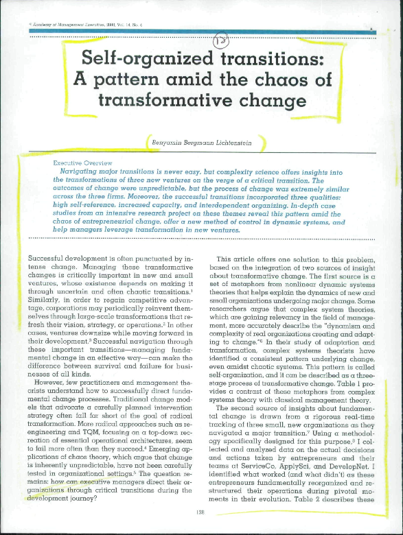 (PDF) Self-organized transitions: A pattern amid the chaos of ...