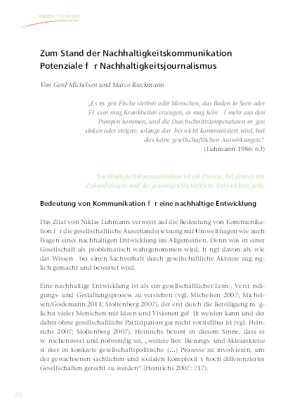 (PDF) Zum Stand der Nachhaltigkeitskommunikation – Potenziale für ...