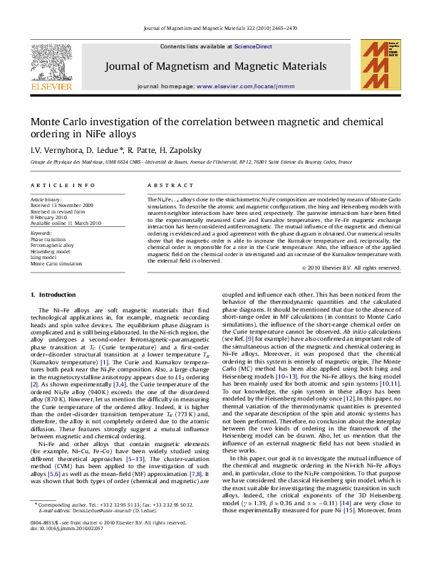 (PDF) Monte Carlo investigation of the correlation between magnetic and ...