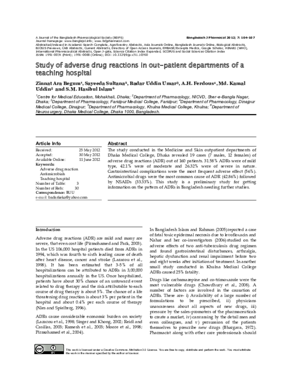 (PDF) Study of adverse drug reactions in out-patient departments of ...