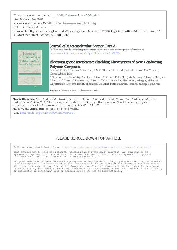 (PDF) Electromagnetic Interference Shielding Effectiveness of New ...