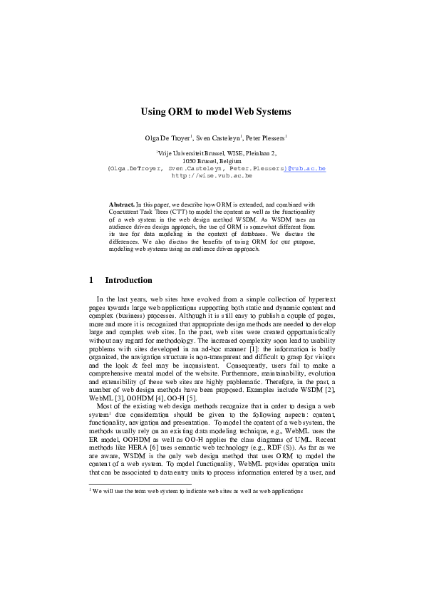 (PDF) Using ORM to Model Web Systems