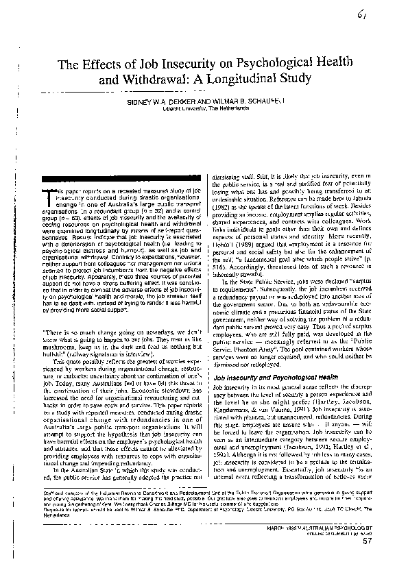 Job insecurity examples picture