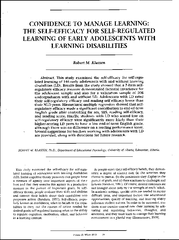 (PDF) Confidence to manage learning: The self-efficacy for self ...