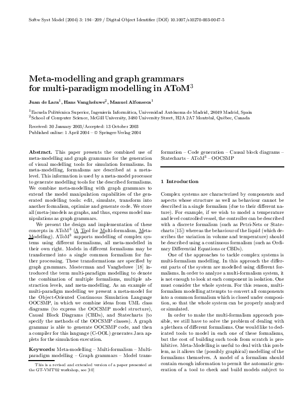 (PDF) Meta-Modelling and Graph Grammars for Multi-Paradigm Modelling In ...