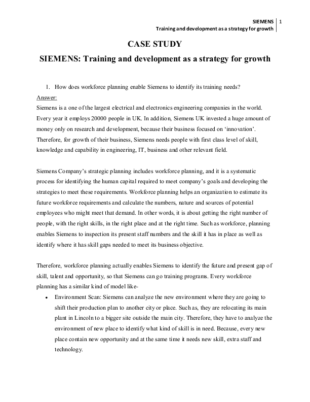 (DOC) Siemens Training and Development as a strategy for growth