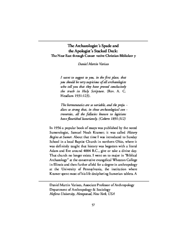 (PDF) The Archaeologist's Spade and the Apologist's Stacked Deck The