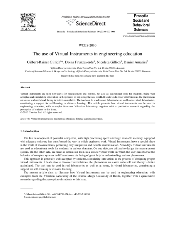 (PDF) The use of Virtual Instruments in engineering education