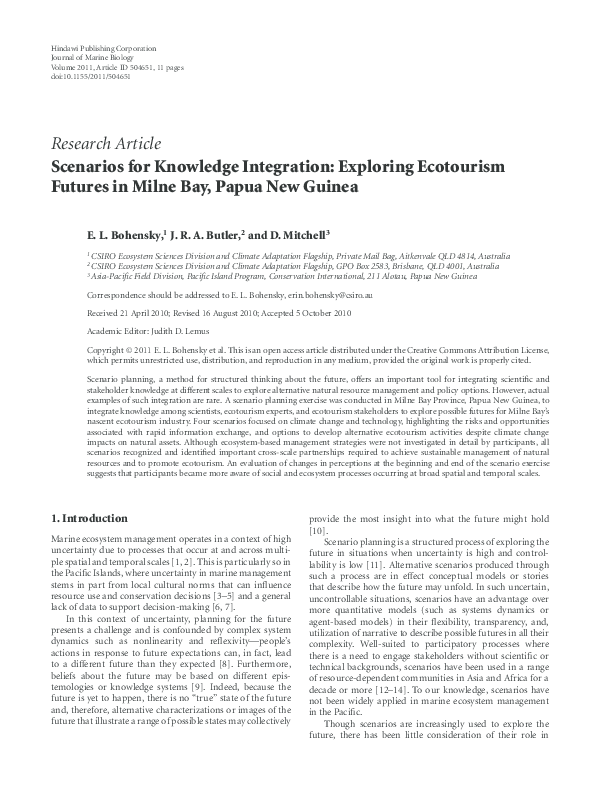 (PDF) Scenarios for knowledge integration: exploring ecotourism futures ...