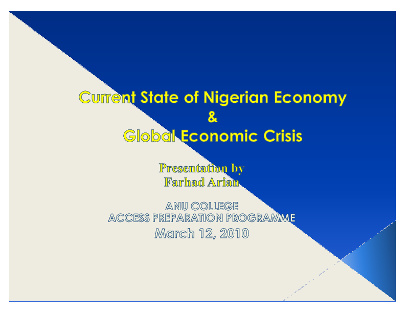 (PPT) Current State of Nigerian Economy & Global Economic Crisis