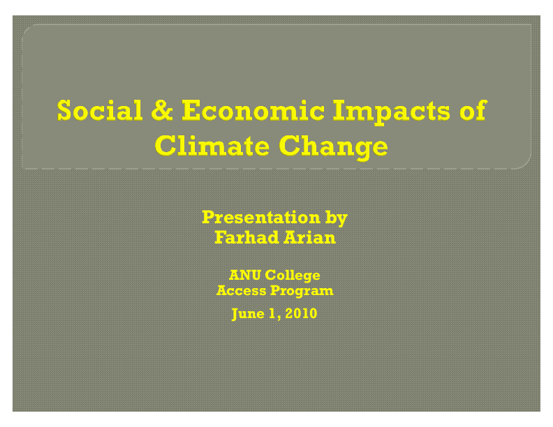 (PPT) Social & Economic Impacts of Climate Change