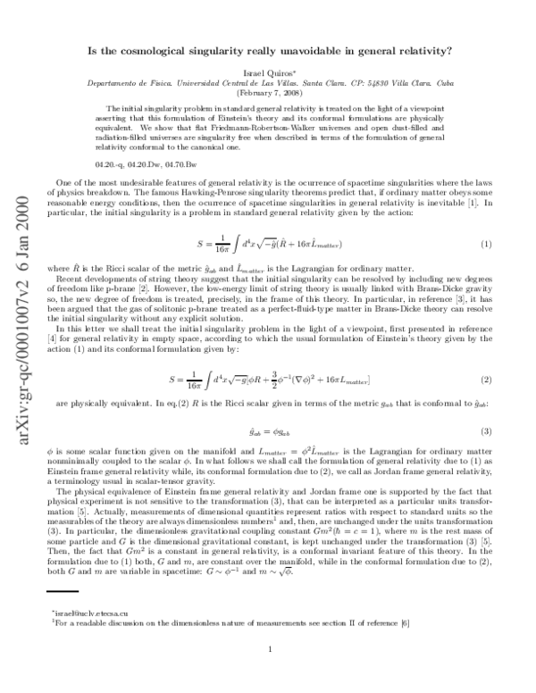 Pdf Is The Cosmological Singularity Really Unavoidable In General Relativity Israel Quiros Academia Edu Pdf Is The Cosmological Singularity Really Unavoidable In General Relativity Israel Quiros Academia Edu