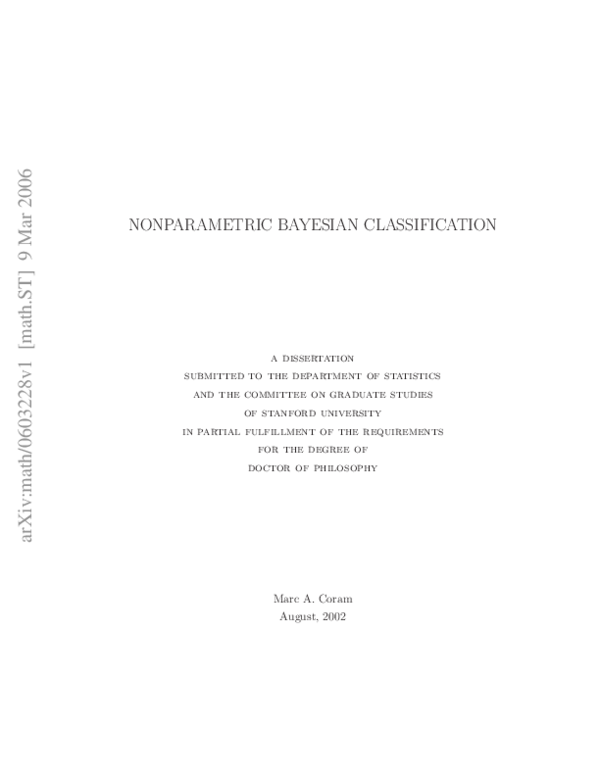(PDF) Nonparametric Bayesian Classification