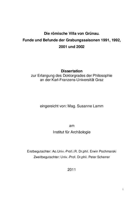 PDF) Die römische Villa von Grünau_Dissertation 2011