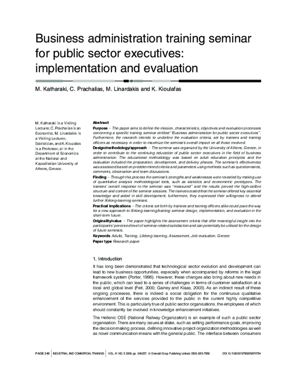 (PDF) Business administration training seminar for public sector ...