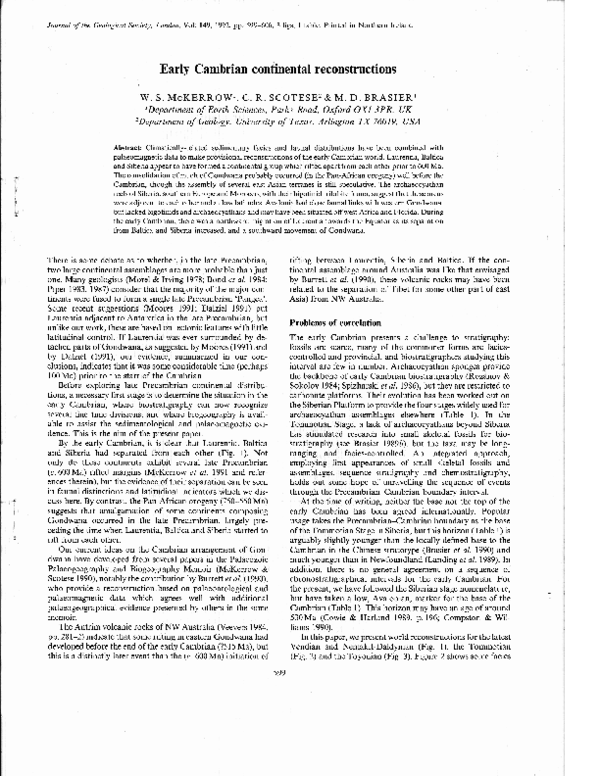 (PDF) Early Cambrian Continental Reconstructions Martin Brasier