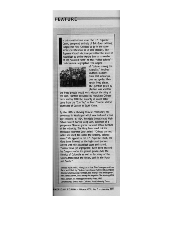 (PDF) Gong Lum v. Rice 1927 Mississippi School Segregation and the