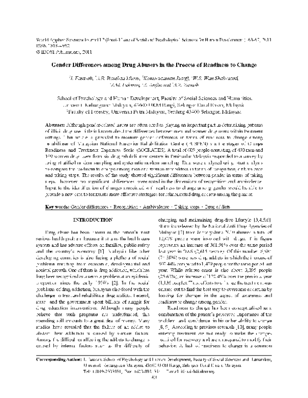 (PDF) Gender Differences among Drug Abusers in the Process of Readiness ...