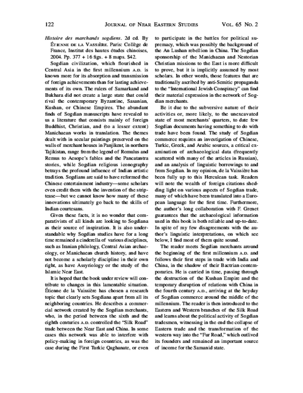 (PDF) Histoire des marchands sogdiens (2nd. ed), by Étienne de la Vaissière