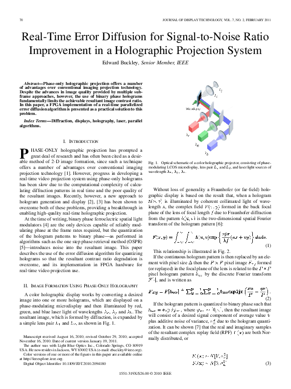 (PDF) Real-Time Error Diffusion for Signal-to-Noise Ratio Improvement ...