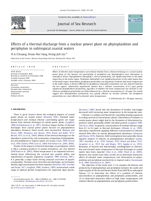 (PDF) Effects of a thermal discharge from a nuclear power plant on ...