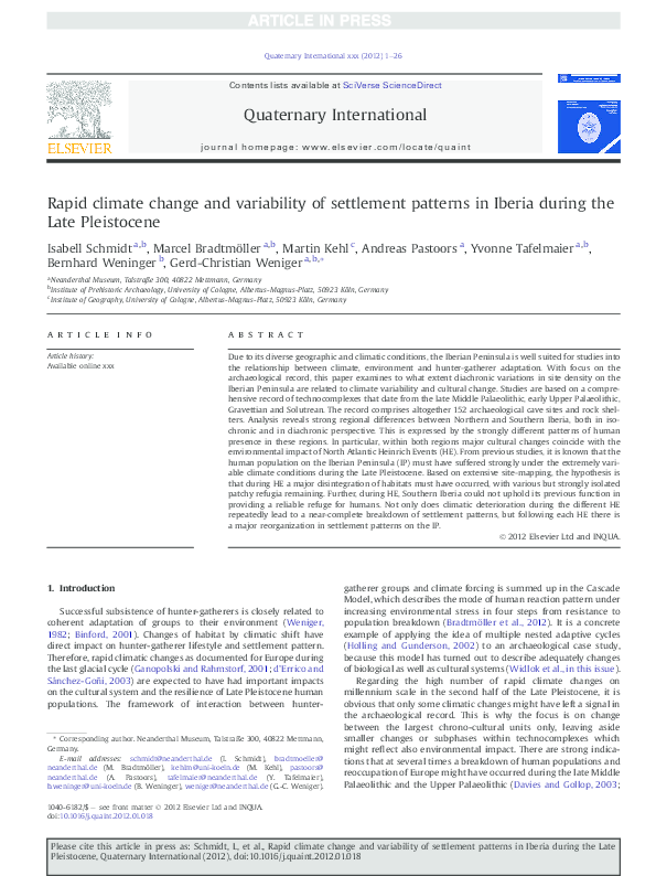 (PDF) Rapid climate change and variability of settlement patterns in ...