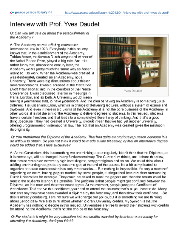 (PDF) Interview with Prof. Yves Daudet