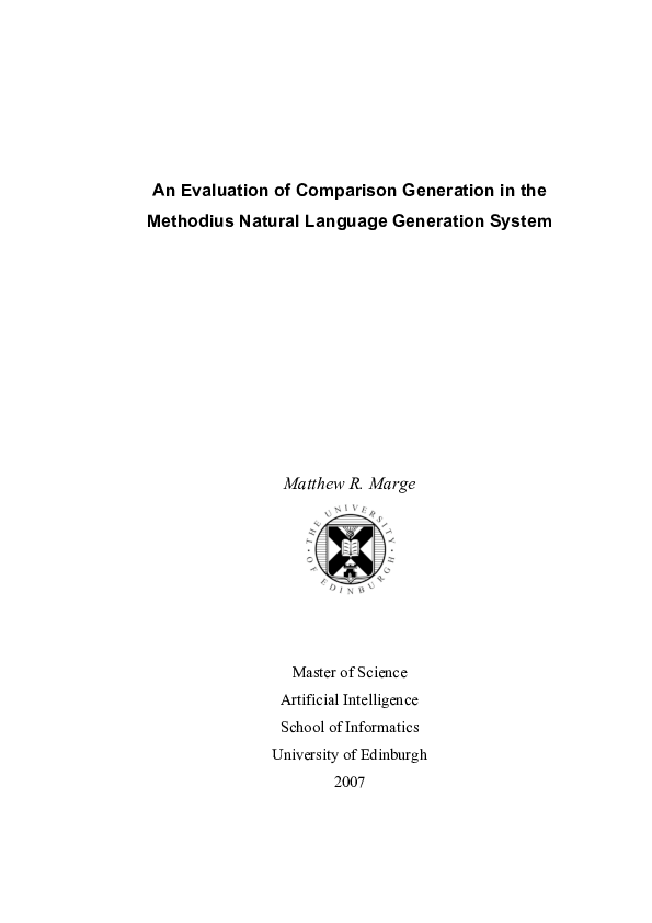 (PDF) An evaluation of comparison generation in the methodius natural ...