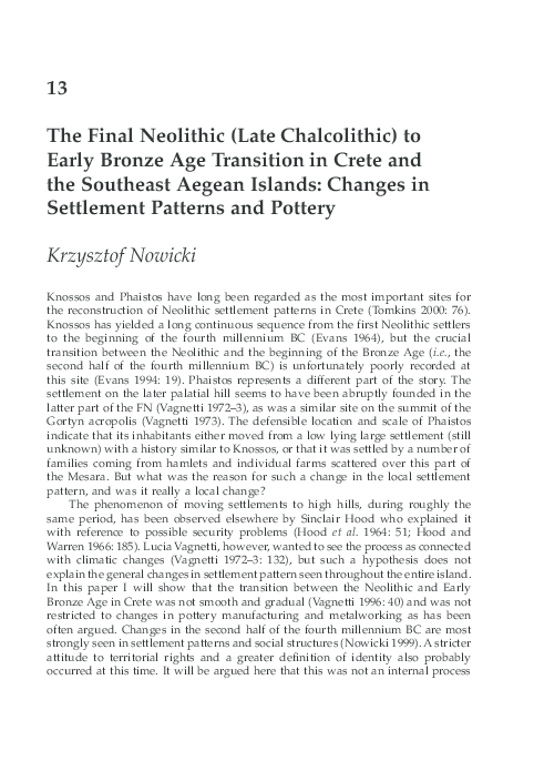 (PDF) The Final Neolithic (Late Chalcolithic) to Early Bronze Age ...