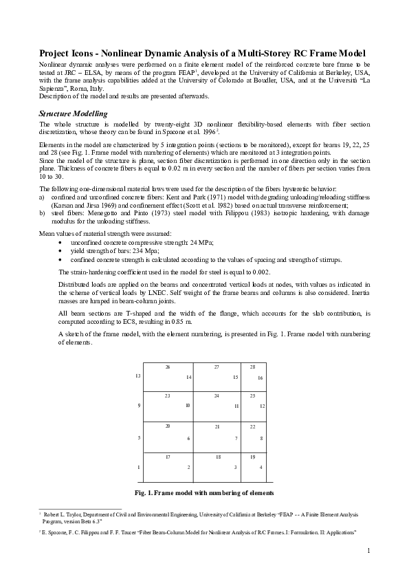 (DOC) Project Icons - Nonlinear Dynamic Analysis of a Multi-Storey RC ...