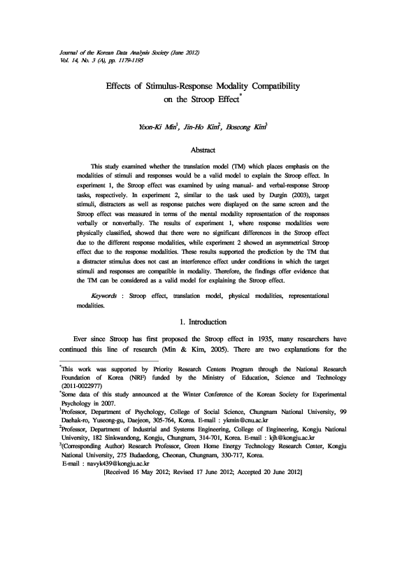 (PDF) Effects of Stimulus-Response Modality Compatibility on the Stroop ...