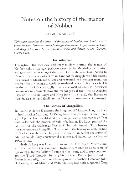 Notes on the history of the manor of Nobber, Co. Meath 