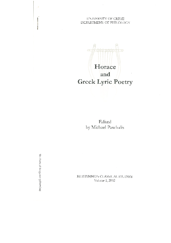 (PDF) On Horace, Odes 1.15 and Choral Lyric Lucia Athanassaki