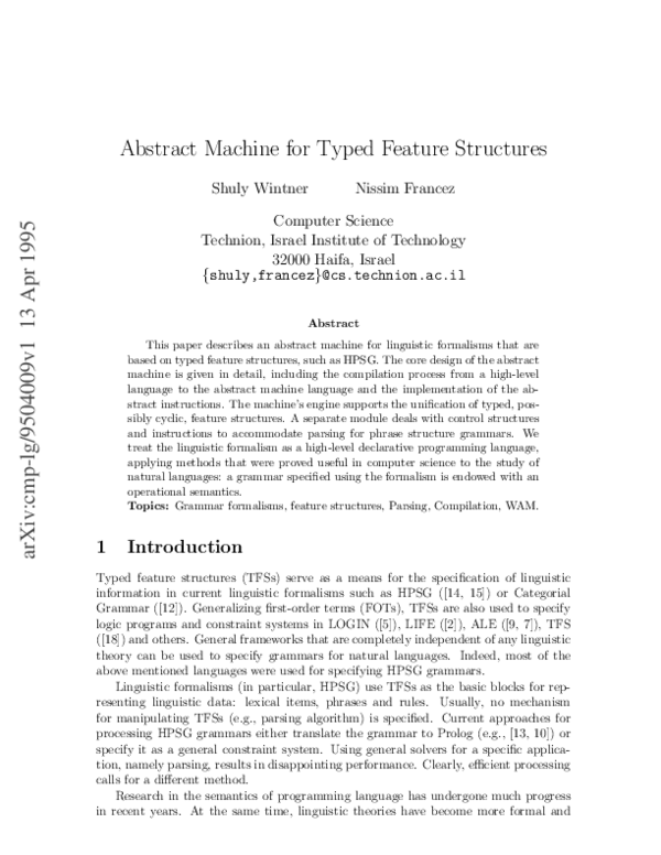 (PDF) Abstract machine for typed feature structures