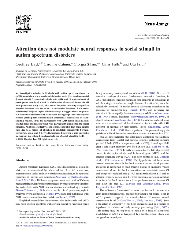 (PDF) Attention does not modulate neural responses to social stimuli in ...