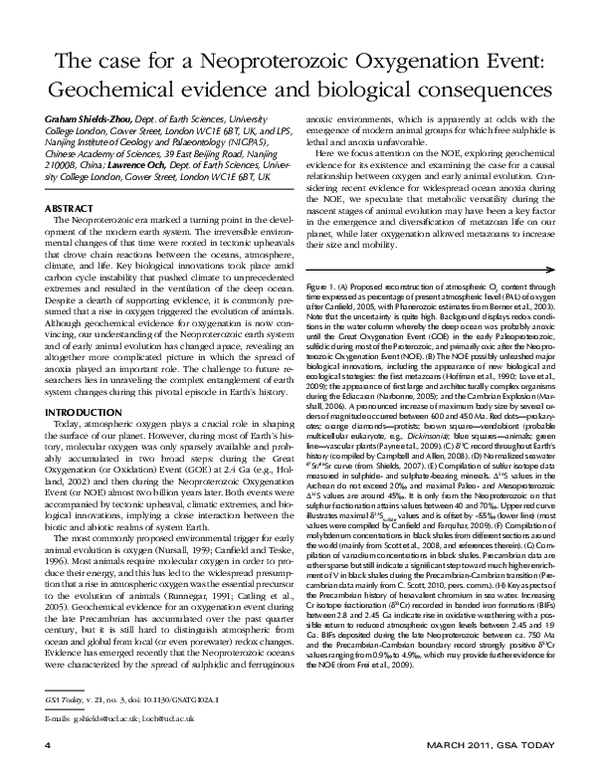(PDF) The case for a Neoproterozoic Oxygenation Event Geochemical