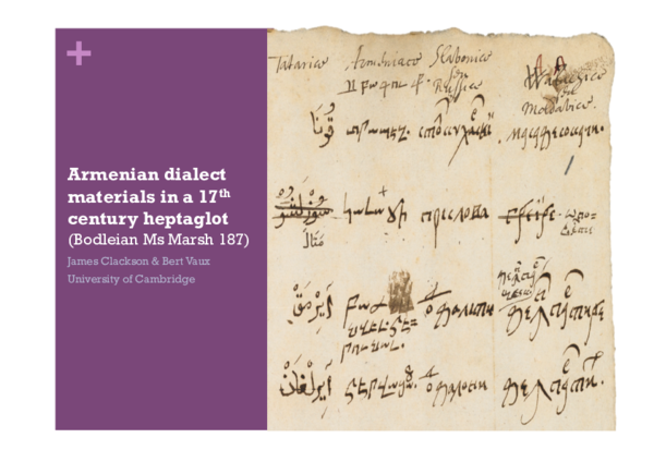 PDF) Armenian dialect materials in a 17th century heptaglot