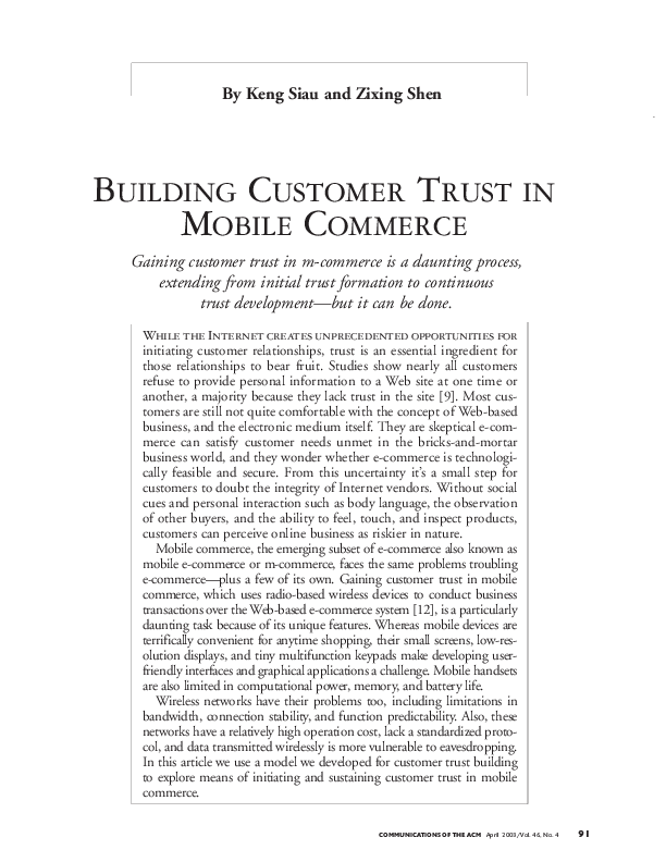 (PDF) Building customer trust in mobile commerce