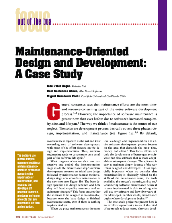 (PDF) Maintenance-Oriented Design and Development: A Case Study