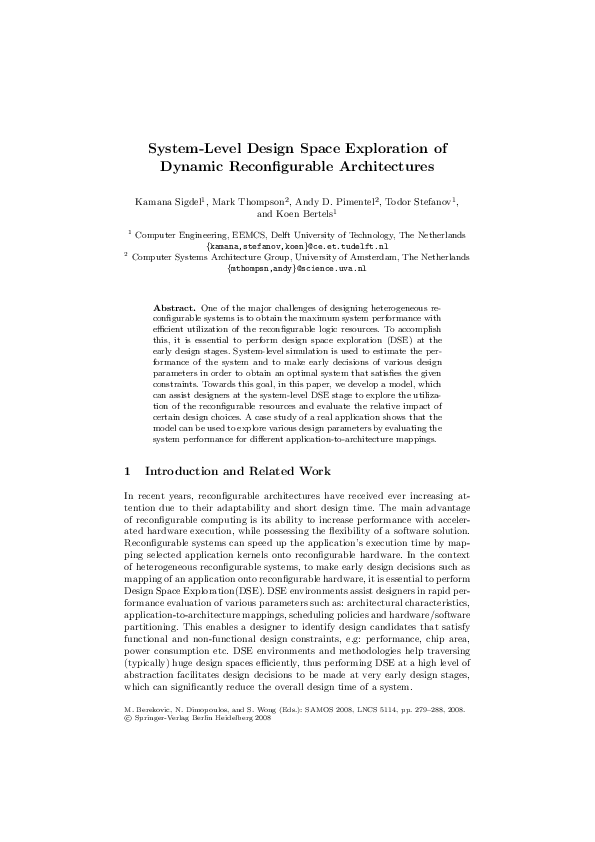 (PDF) System-level design space exploration of dynamic reconfigurable ...