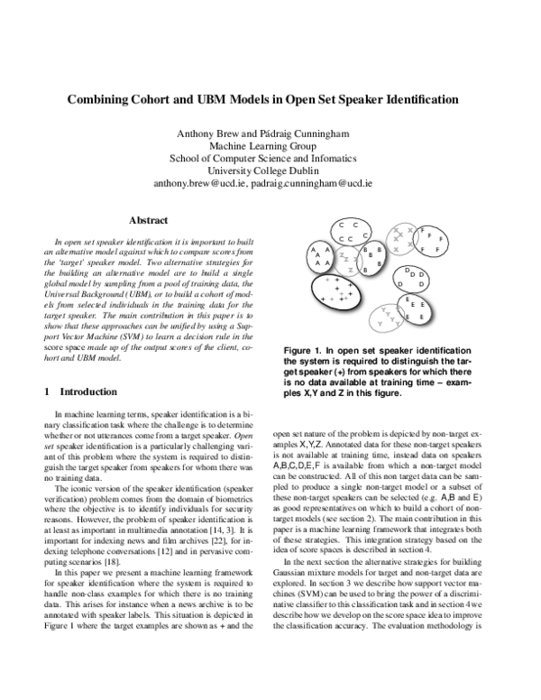 (PDF) Combining Cohort and UBM Models in Open Set Speaker Identification