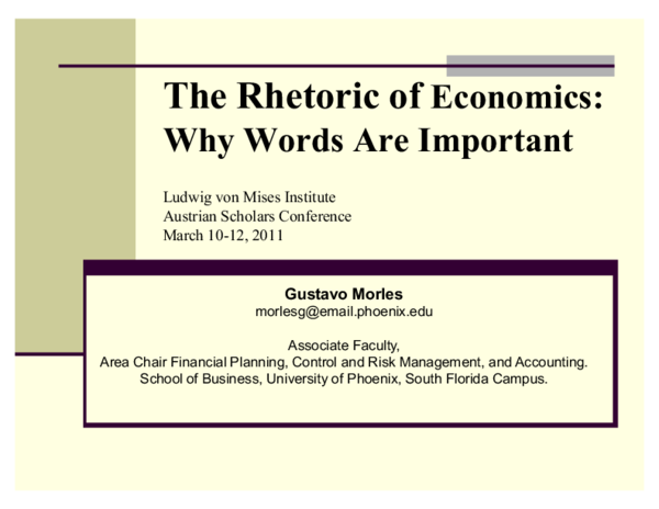 (PPT) The Rhetoric of Economics (Powerpoint and audio file)