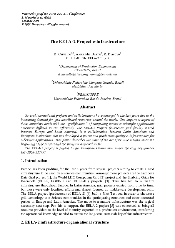 (PDF) The EELA-2 Project e-Infrastructure